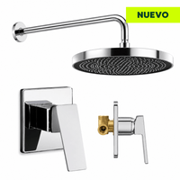 Combo Ducha mas Monocomando Agua fria y caliente negro y cromado premium