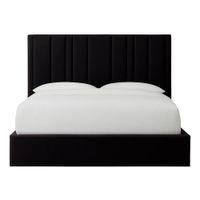 Cama Tapizada LeMueble Líneas 2 Plazas Negro