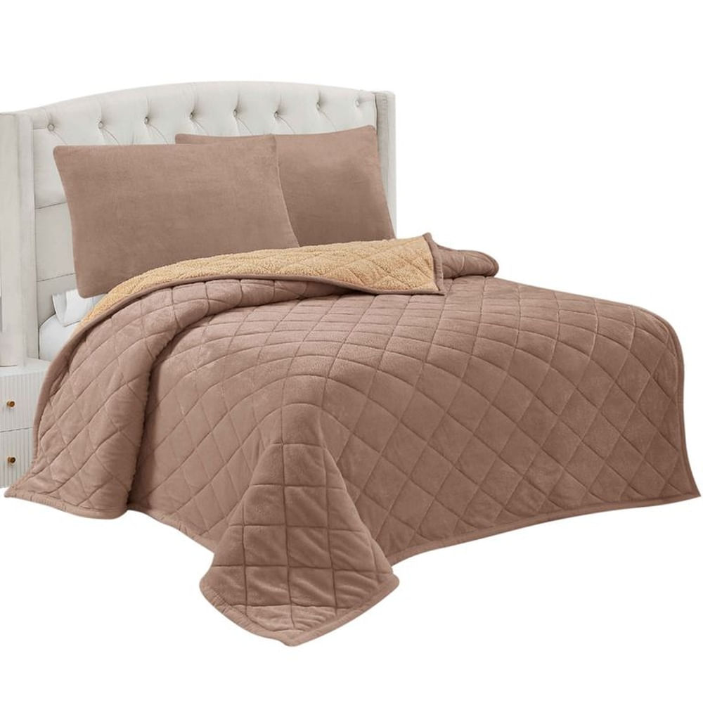 Cobertor Aterciopelado con Reverso Sherpa 2plz - 3 Piezas