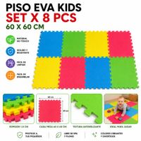 Piso EVA Kids Set x 8 Piezas 60 x 60 cm  Tapete Antideslizante para Bebés y Niños
