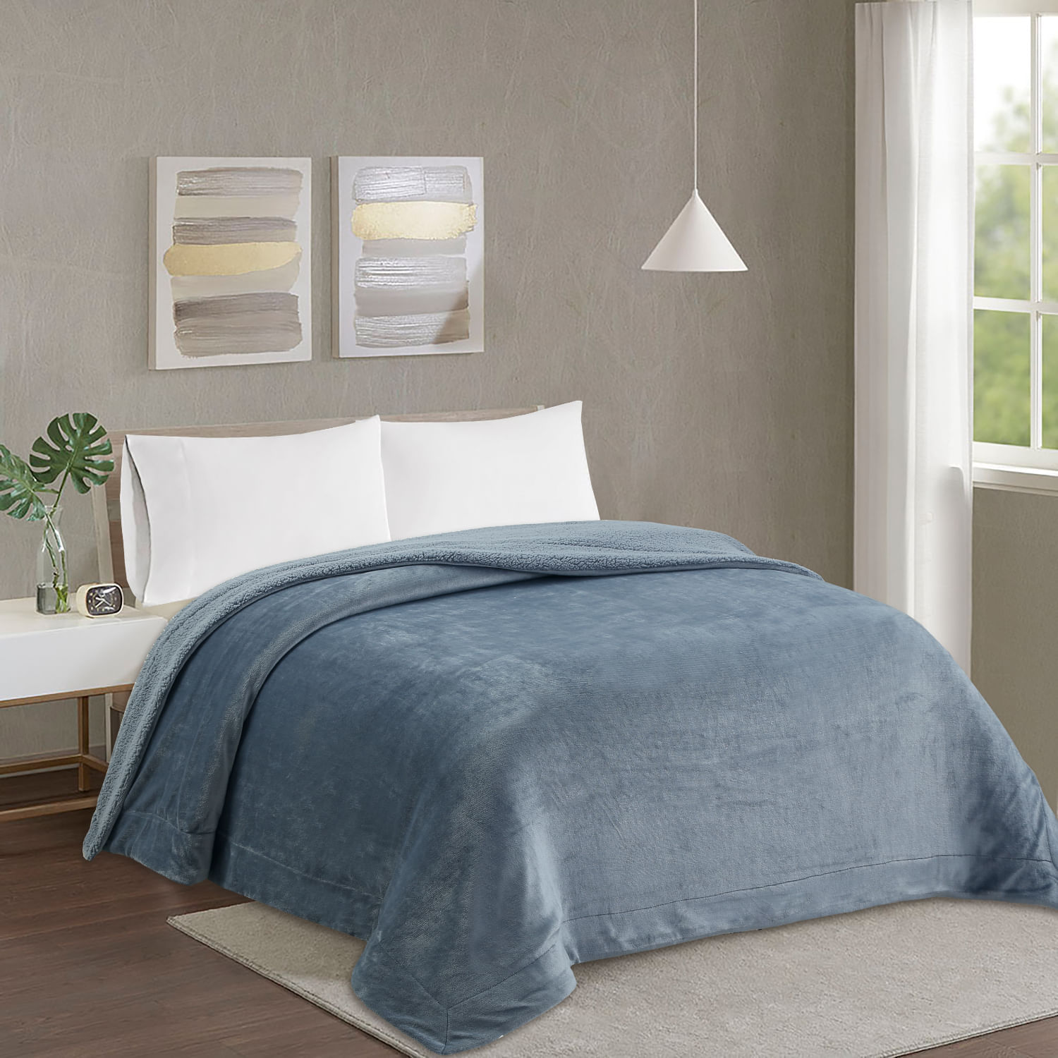Frazada Flannel Sherpa Charcoal