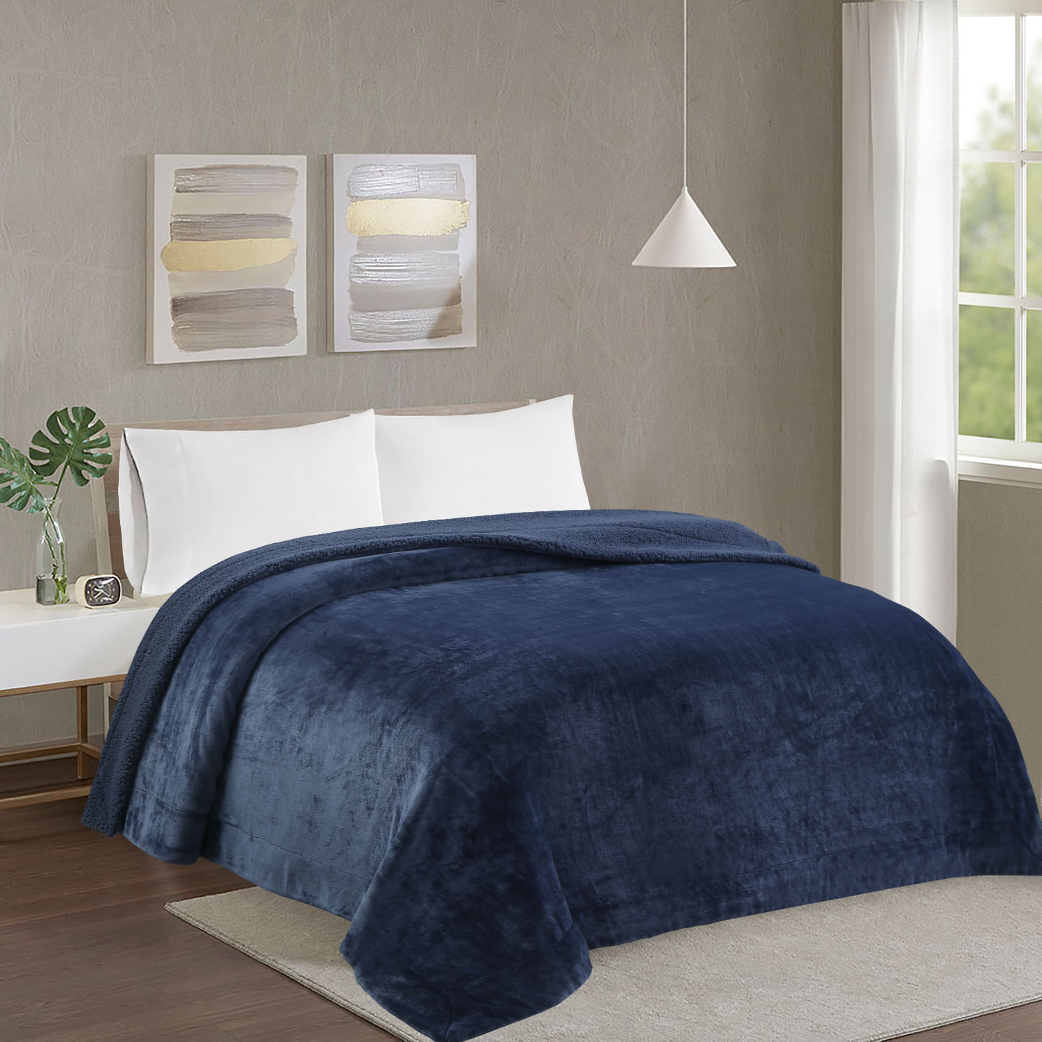Frazada Flannel Sherpa Azul