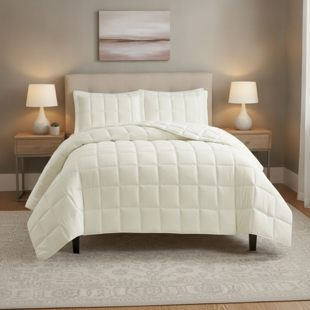 Edredon Pv27 Cuadrados Beige