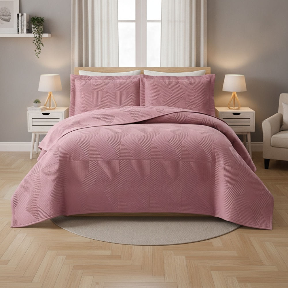 Cubrecama Pv27 Zigzag Terracota