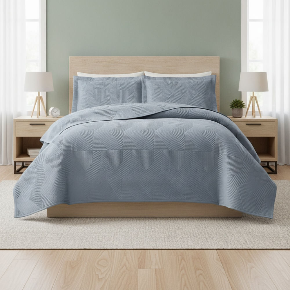 Cubrecama Pv27 Zigzag Gris