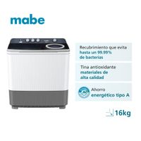 Lavador Semiautomática Mabe 16kg LMD6124PBBB0 Blanco