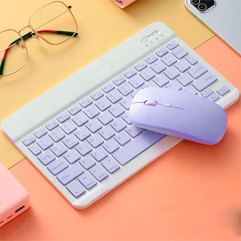 TECLADO  MOUSE   SUPER DELGADO LILA INALAMBRICOS