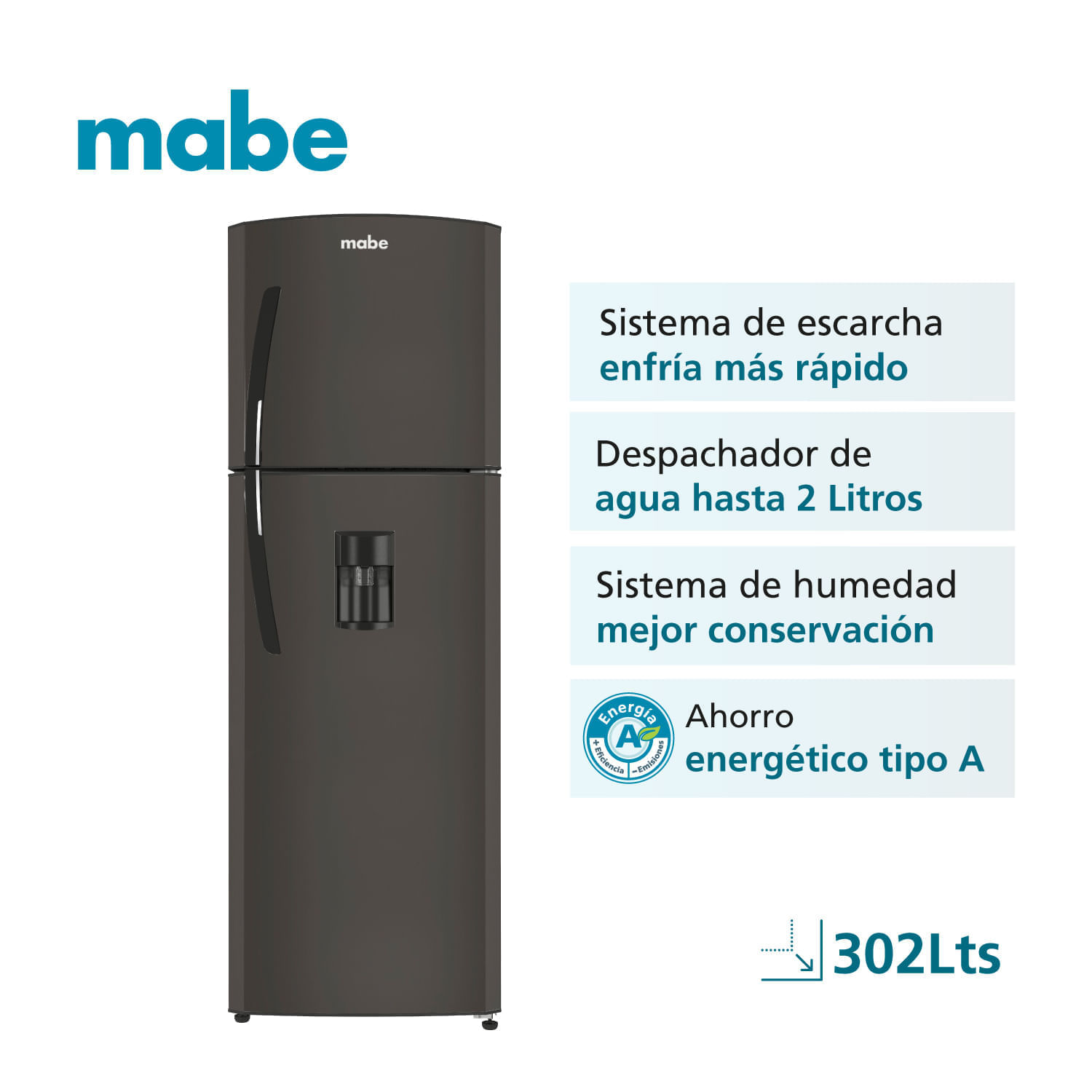 Refrigeradora Mabe Frost 302L Netos RMC320FAPG Negro