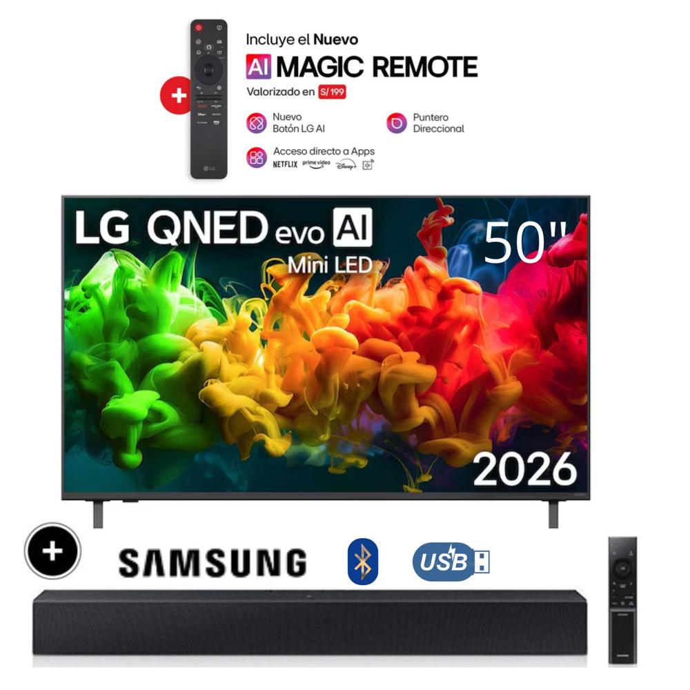 Televisor LG 50 AI QNED evo Mini LED 4K Smart TV 50QNED80BSG + Soundbar HW-B400F