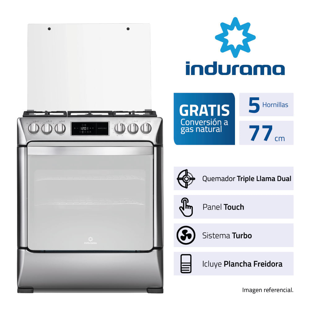 Cocina Indurama Montecarlo Croma 5 Quemadores Con Panel Digital