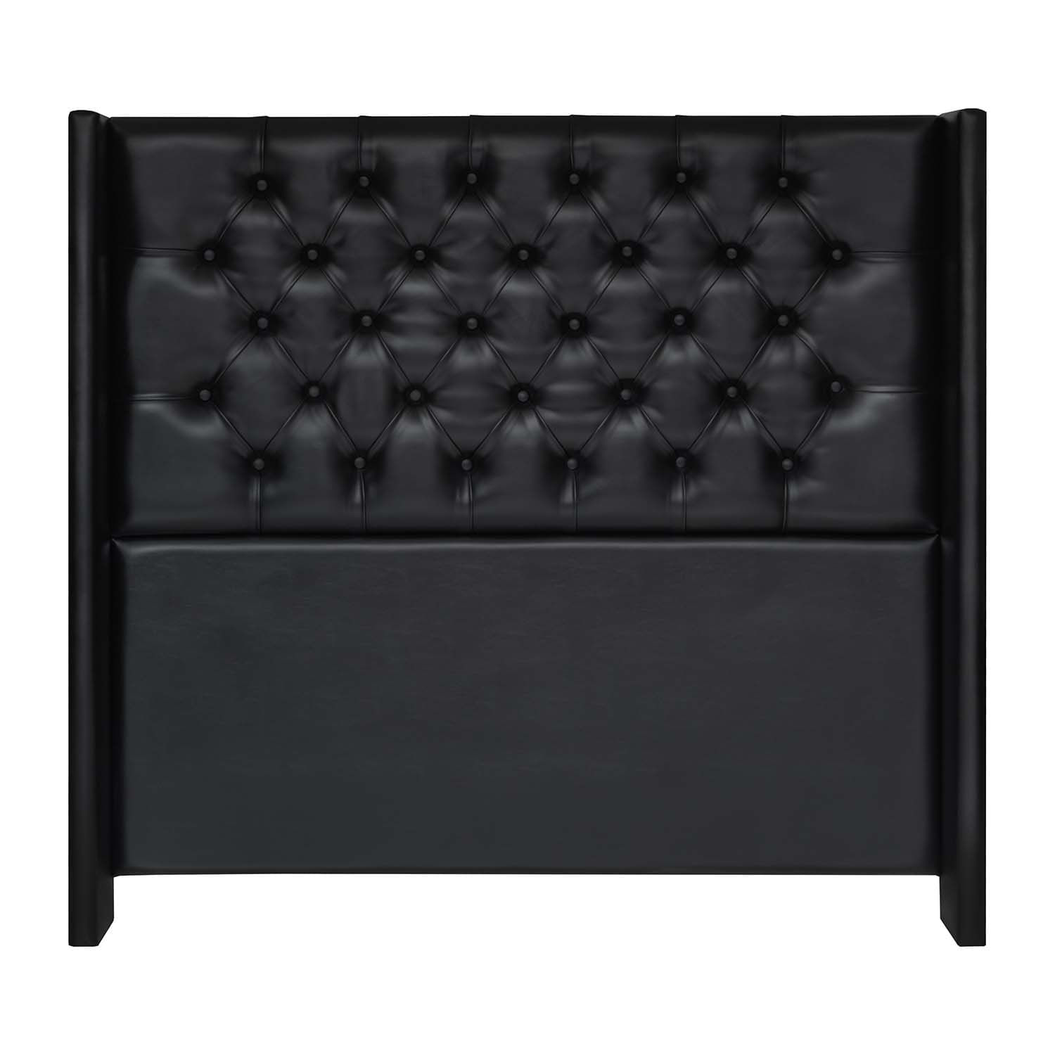 Cabecera De Luxe Capitone Cuero Queen Negro