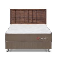 Dormitorio Capella Queen Marron + Cabecera Catania Nogal