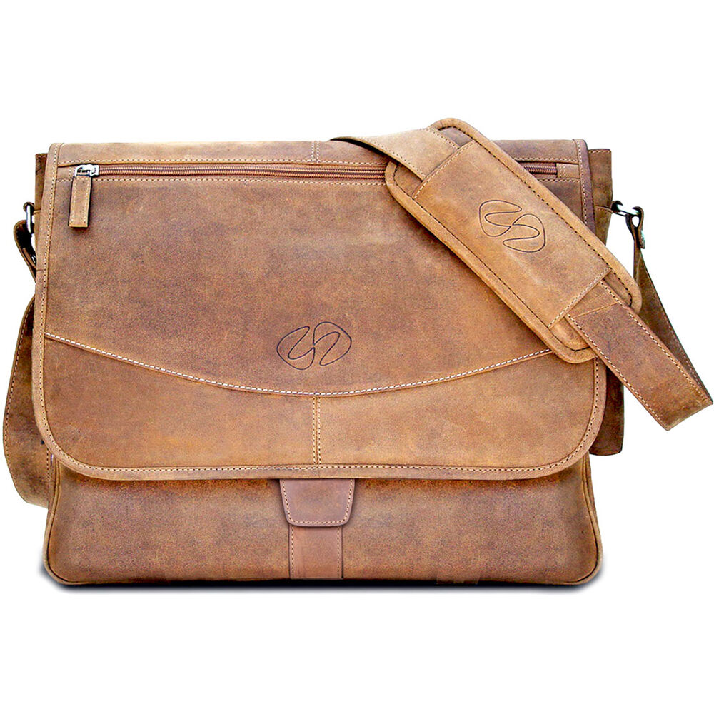 MacCase Bolsa Mensajera de Cuero Premium Vintage para Laptop de 17"" con Cierre Magnético