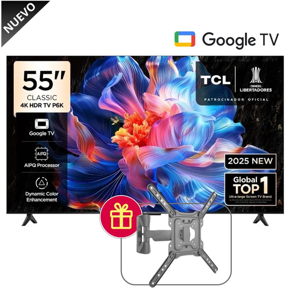 Televisor TCL 55 UHD 4K Google Tv 55P6K - Rack Giratorio