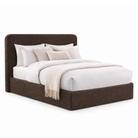Cama Tapizada California LeMueble Curvo 2 Plazas Chocolate