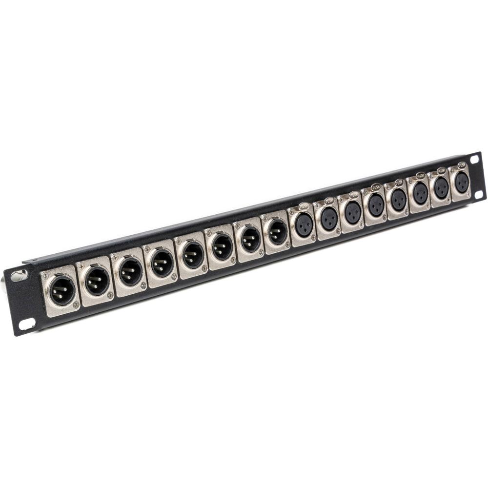 My Custom Shop Patch Panel XLR 1 RU con 8 Conectores Masculinos a Femeninos y 8 Femeninos