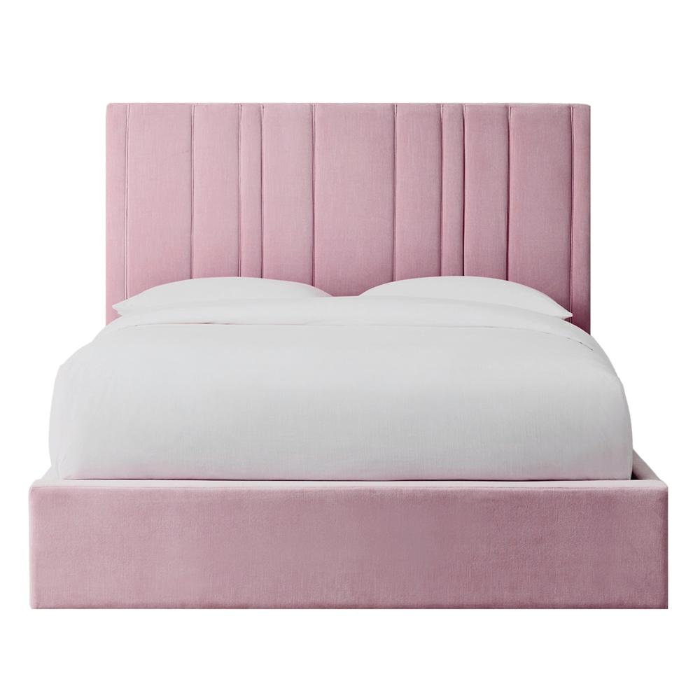 Cama Tapizada LeMueble Líneas Queen Rosa