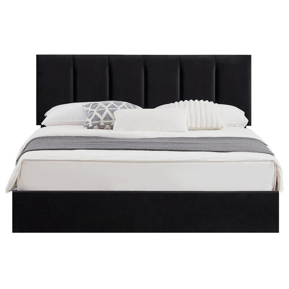 Cama Tapizada Listón Adda LeMueble 2 Plazas Negro