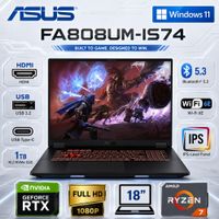 Laptop Gamer ASUS TUF A18 18  Ryzen 7 260 16GB RAM 1TB SSD RTX 5060 Windows 11 FA808UM-IS74