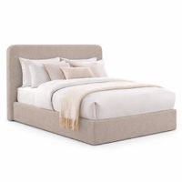 Cama Tapizada California LeMueble Curvo 2 Plazas Camel