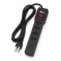 Supresor de Picos Extensión Eléctrica de 100 cm 7 en 1 Tomacorrientes USB Tipo C