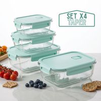 Set Táper de Vidrio Hermético 4 Pzs 410-1520ml – Jade
