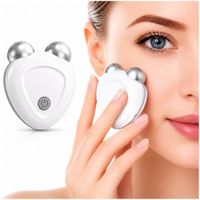 Masajeador Facial de Microcorriente Recargable Doble Cabezal Para Arrugas Flacidez Blanco