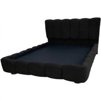 Cama Nube Olimpo Queen  Roble y Tela Velvet - No Incluye Colchón