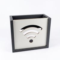 Organizador flotante de melamina para modem o router Wifi.  Plomo