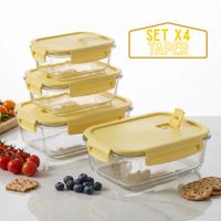 Set Táper de Vidrio Hermético 4 Pzs 410-1520ml – Vainilla