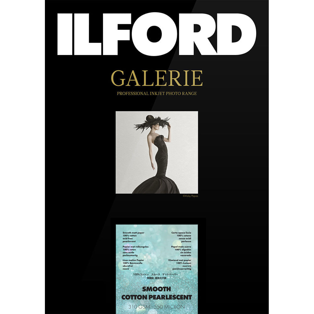 Ilford Papel Fotográfico Galerie Smooth Cotton Pearlescent 17 x 22"" - 25 Hojas, 310 gsm,