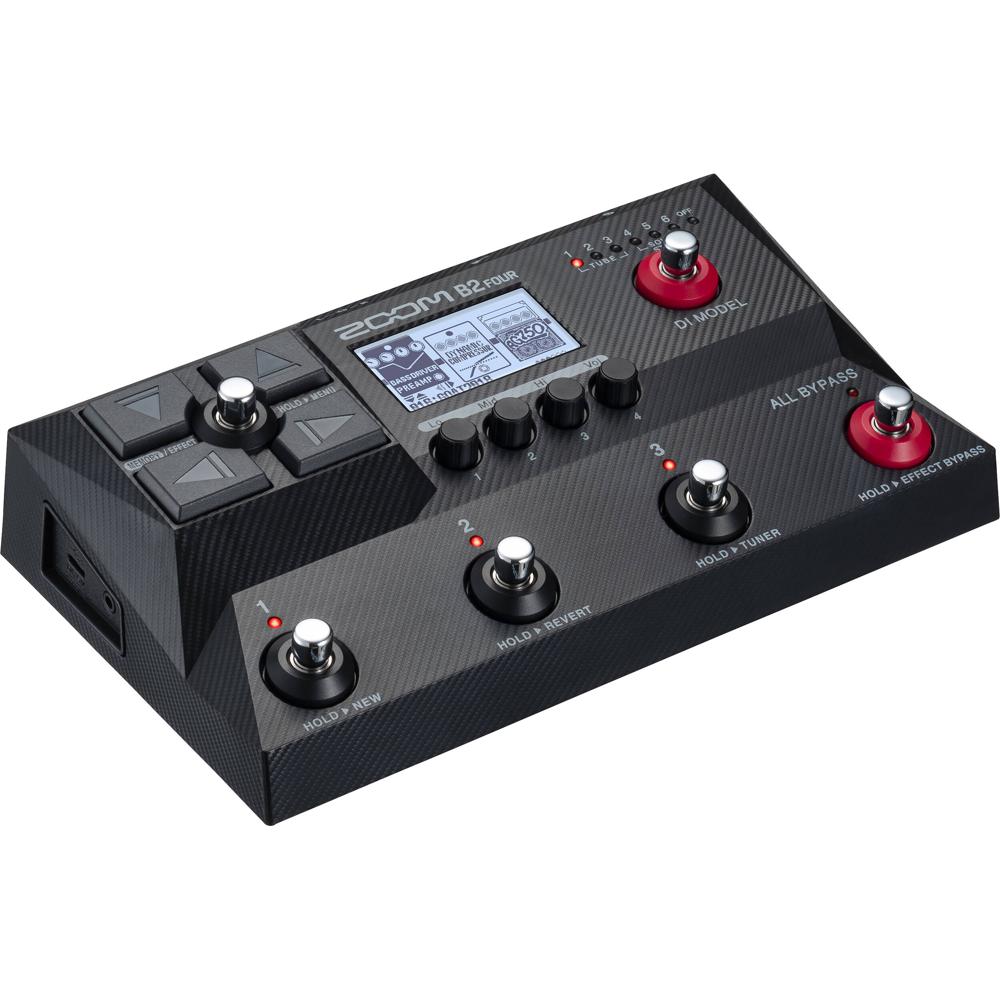 Zoom B2 Four Pedal de Amplificador y Emulador de Efectos para Bajo Eléctrico, 104 Efectos