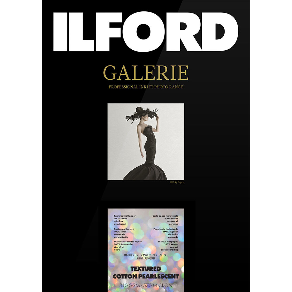 Ilford Galerie Papel Fotográfico Texturizado de Algodón Perlescente 17 x 22"" - 25 Hojas,