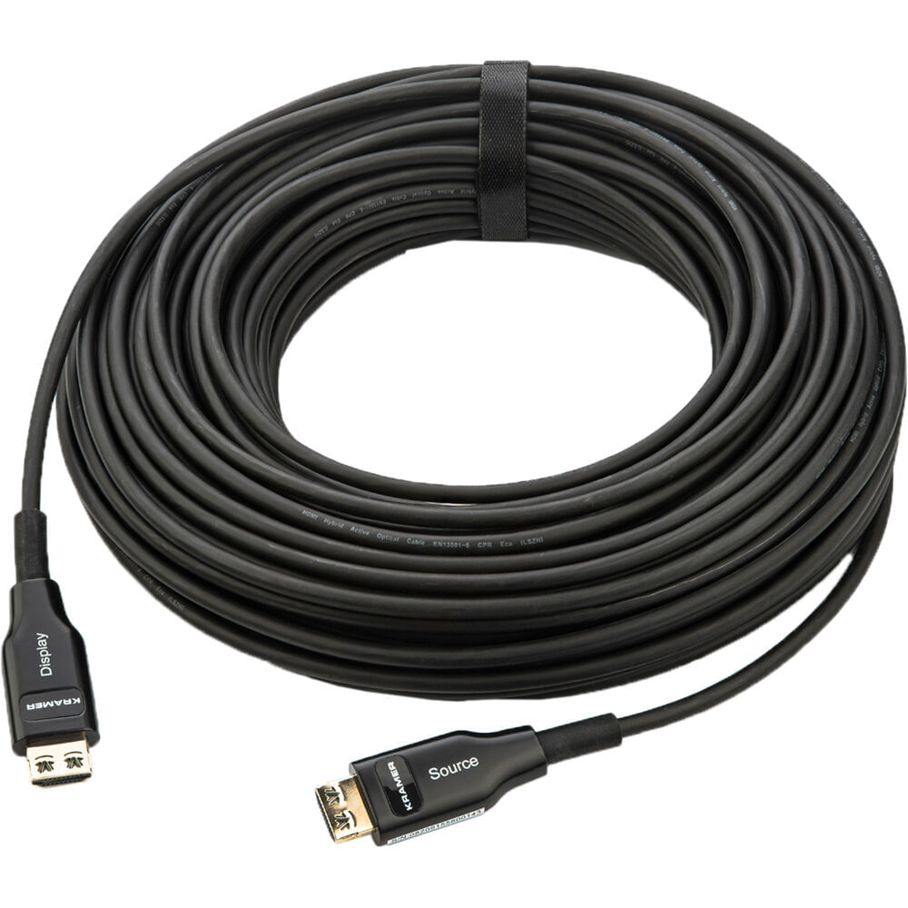 Kramer Cable HDMI Activo Híbrido Óptico 20m - Soporta 4K UHD @ 60 Hz, HDR, Diseño Direc