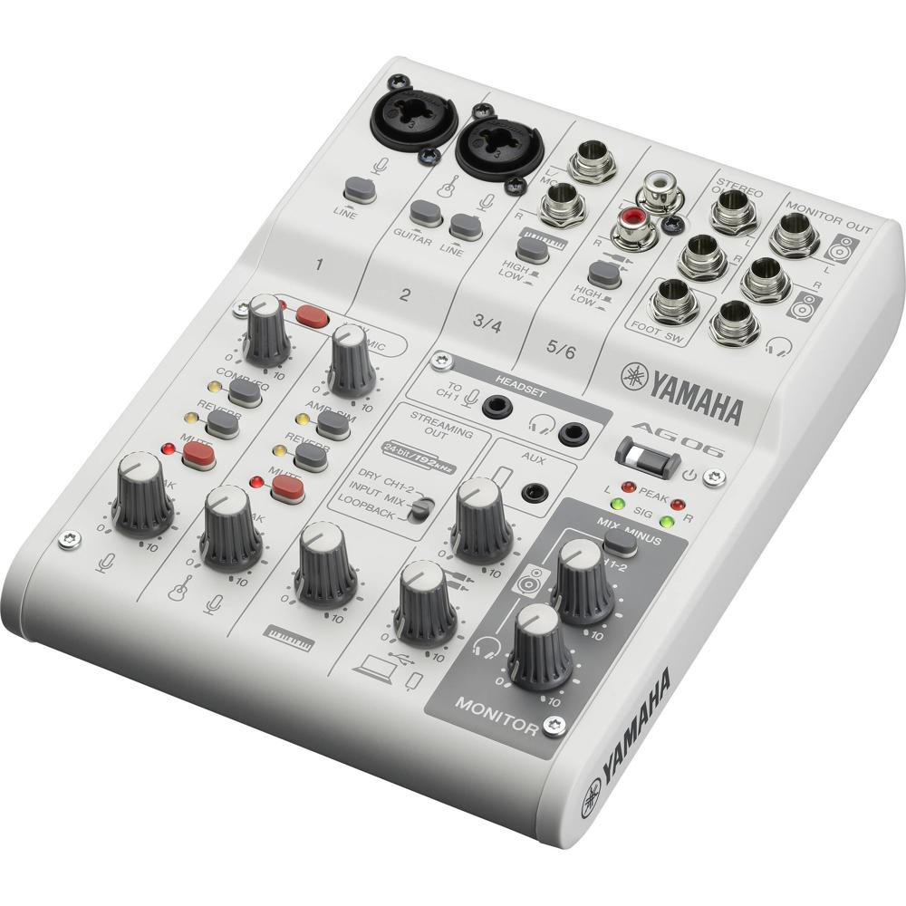 Yamaha AG06MK2 Mezclador de 6 Canales y Interfaz de Audio USB - Conectividad USB-C, Efecto