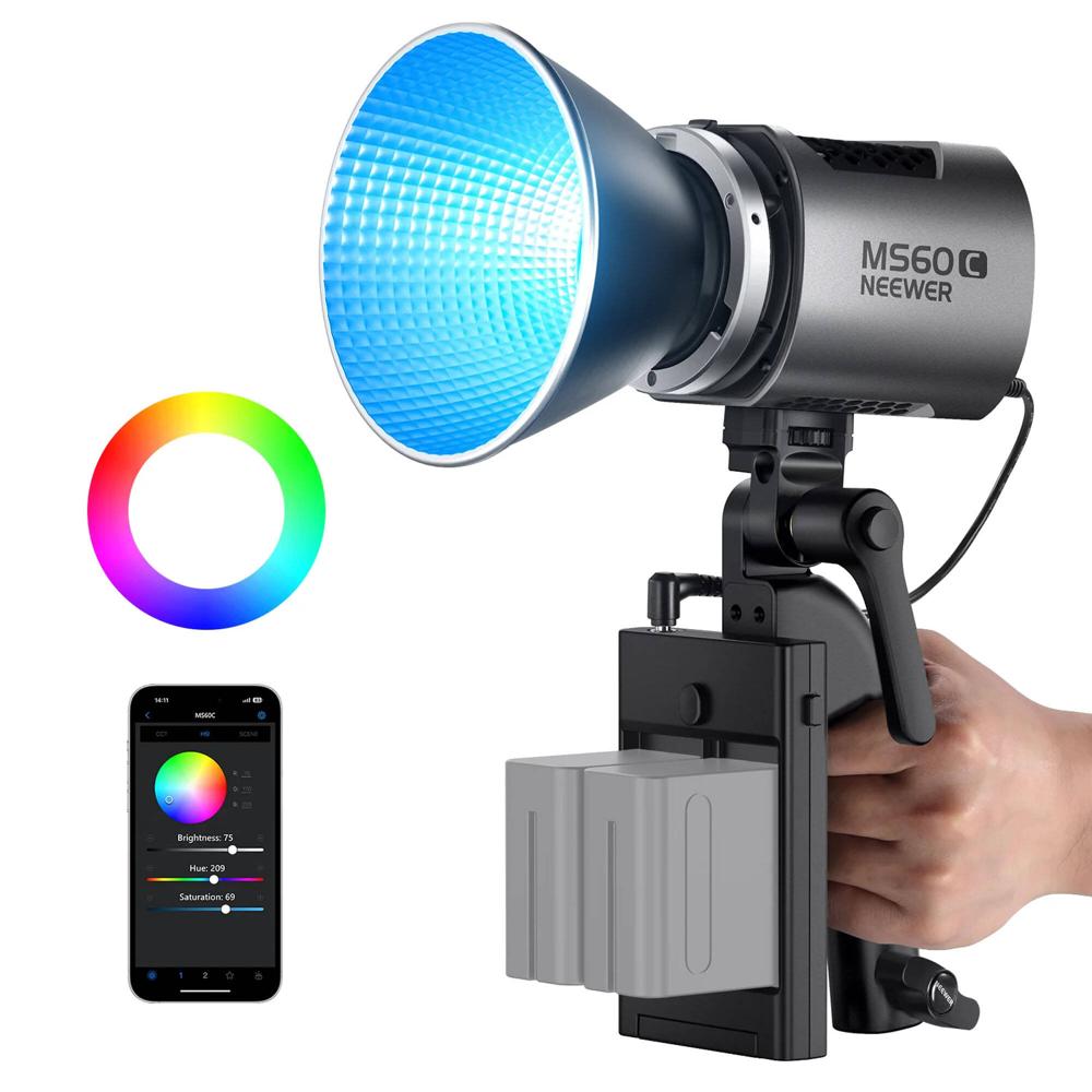 Neewer Monolight MS60C RGB LED 8300 Lux 2700-6500K Control por App y AC/Batería
