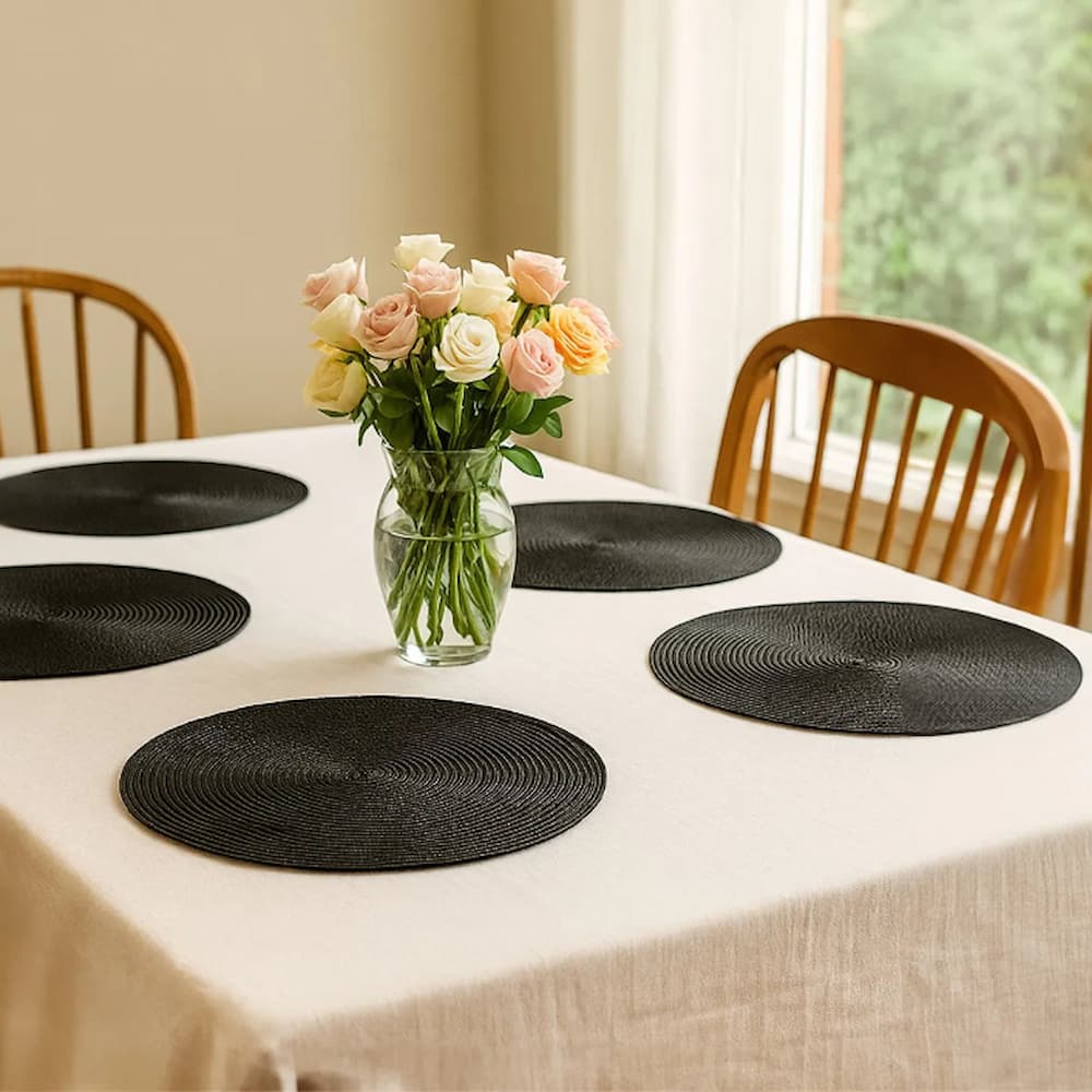 Individuales De Mesa  Negros Set X6 38 cm