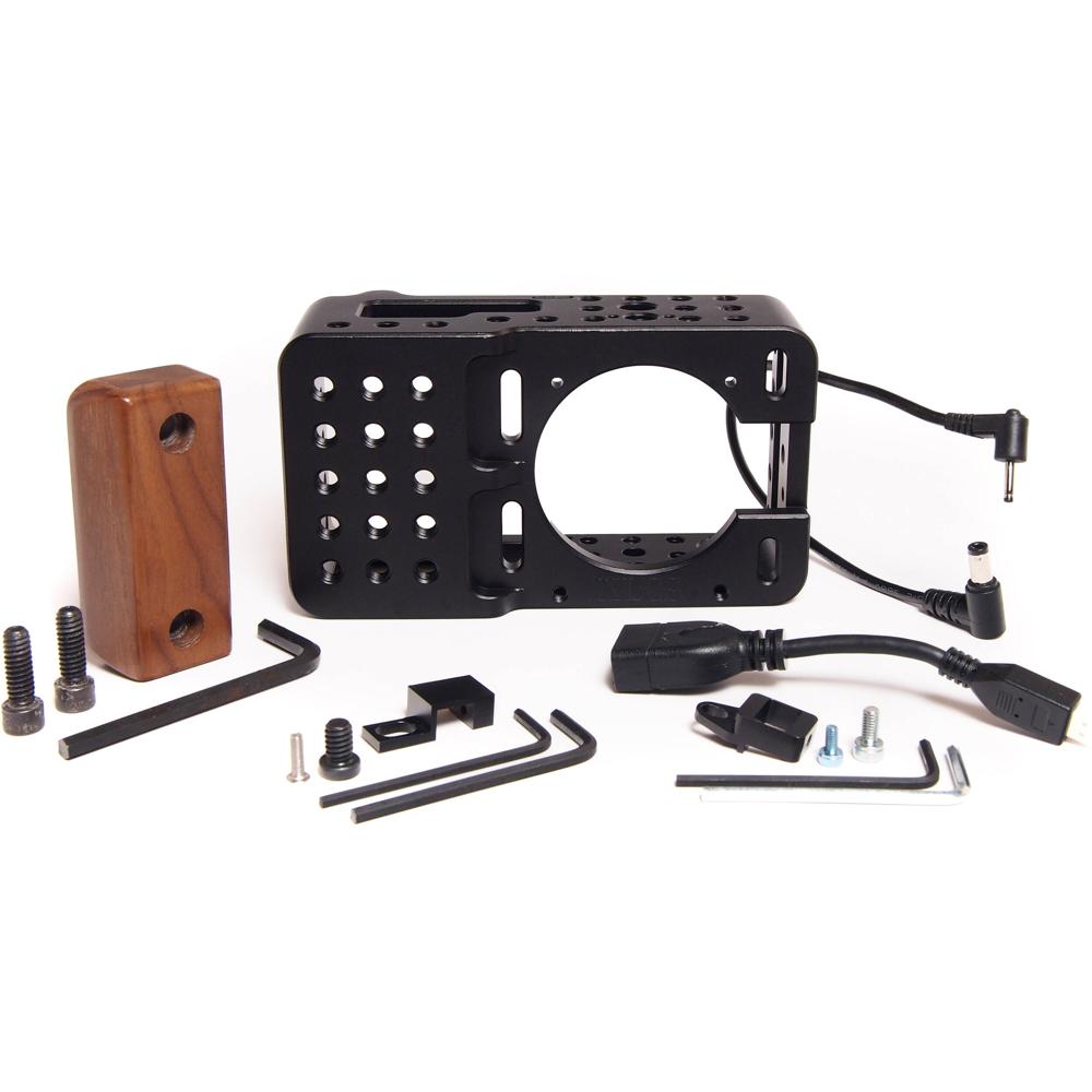 XLCS BMPCC OG Cage con Mango de Madera, Bloqueo HDMI y Bloqueo de Cable 12V