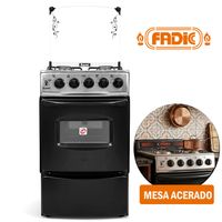 Cocina con tapa de vidrio y Horno FADIC Sami 4h Negro