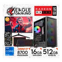 PC GAMER INTEL CORE I7 8700 - RX 580 16GB - 16GB RAM - SSD 512GB - MONITOR 24 - KIT