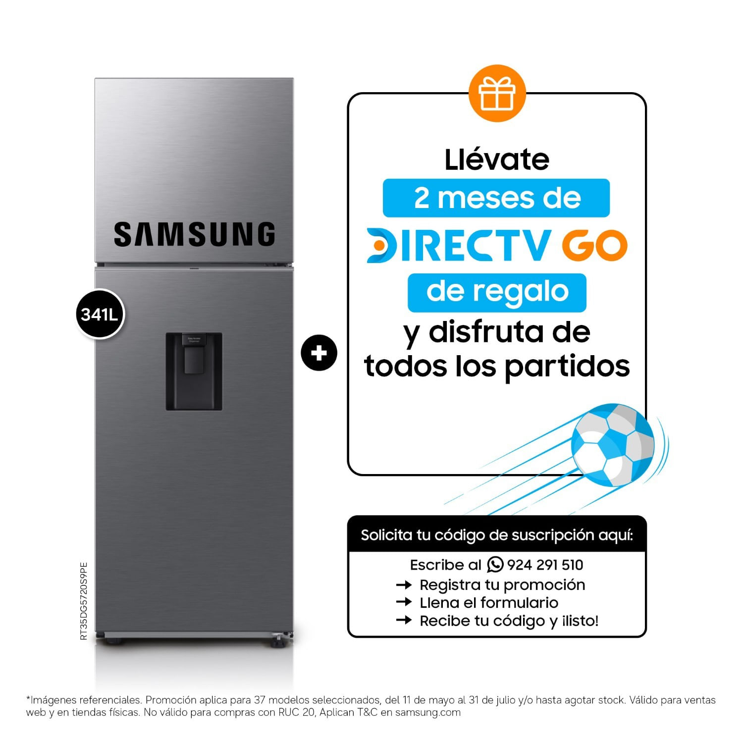 Refrigeradora Samsung Top Mount Freezer 341L RT35DG5720S9PE Silver