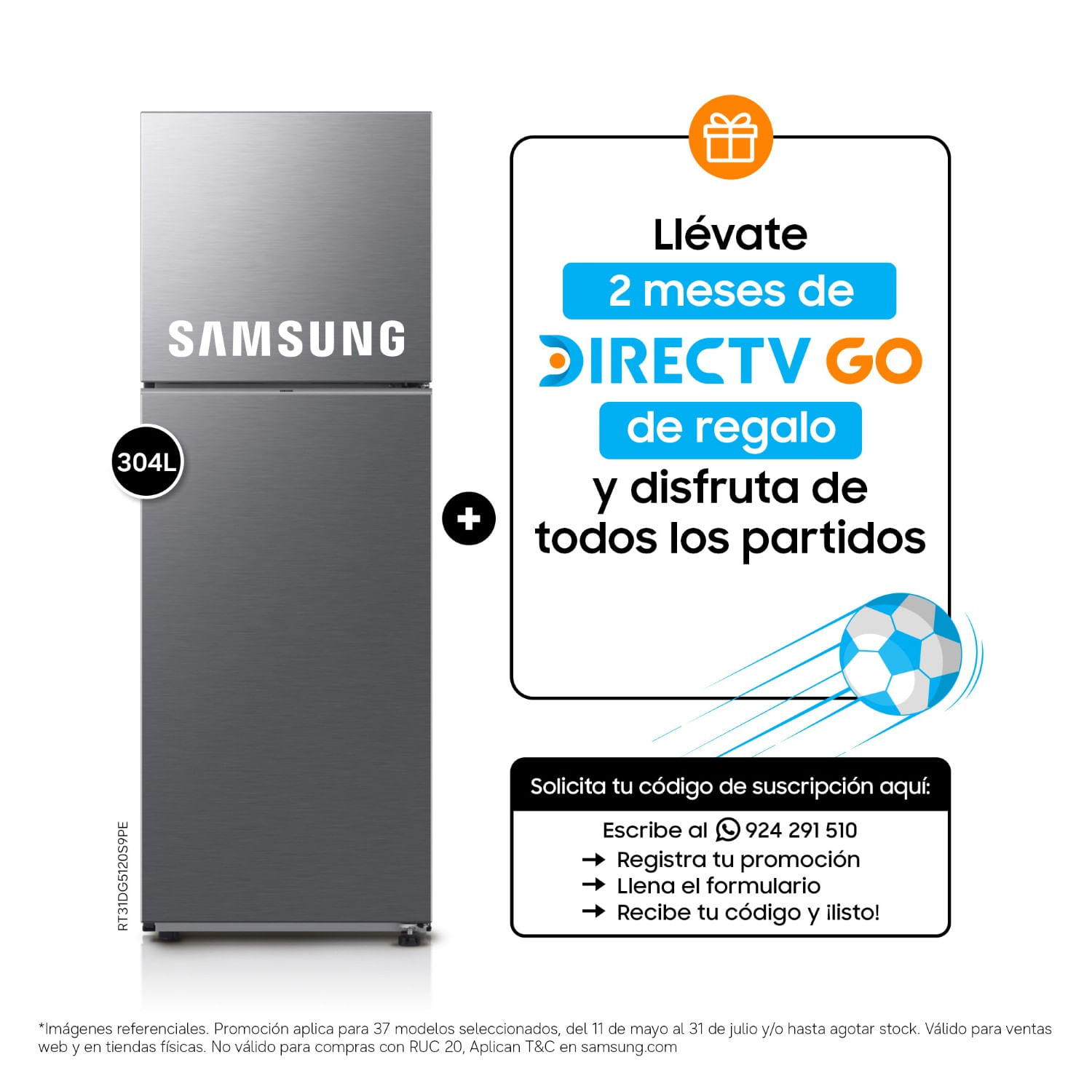 Refrigeradora Samsung 304L Top Mount Freezer RT31DG5120S9PE Plata