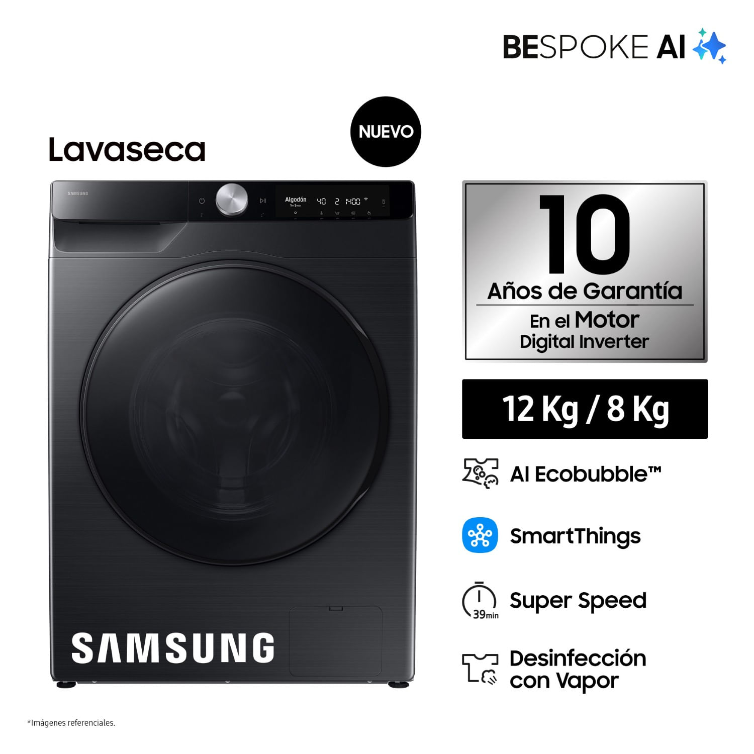Lavaseca Samsung Bespoke AI 12kg/8kg Negro