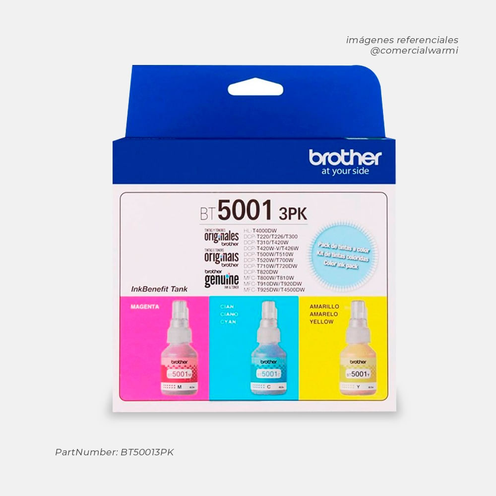 Pack 3 Tintas Brother BT-5001 3PK-Tank Color