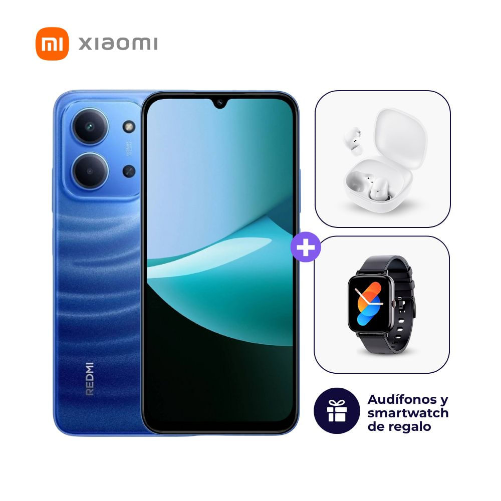 Xiaomi Redmi 15C 256GB 4GB Ram Color Azul y Smartwatch - Audifonos