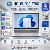 Laptop HP 15.6 FHD Touch Intel Core 7 150U 16GB RAM 512GB SSD Windows 11 15-FD0127DX