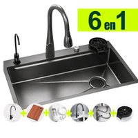 Combo Lavadero Multifuncional 68x45 cm Nano Gunmetal Premium