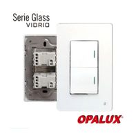 Conmutador Doble Opalux Serie Cristal Blanco Opalux OP-AT-02-3BL