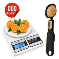 Dúo Balanza Digital De Cocina Y Cuchara Gramera Digital Negro Con Medición Precisa