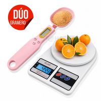 Dúo Balanza Digital De Cocina Y Cuchara Gramera Digital Rosado Con Medición Precisa